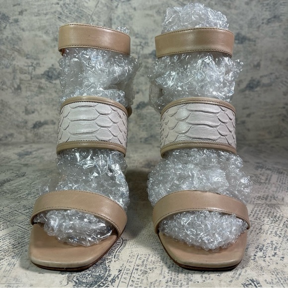 Sigerson Morrison Velcro Strap Sandal Lucite Heel - Picture 3 of 14